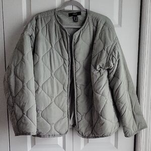 Forever 21 Gray Quilted Puffer Jacket with Diamond Stitching